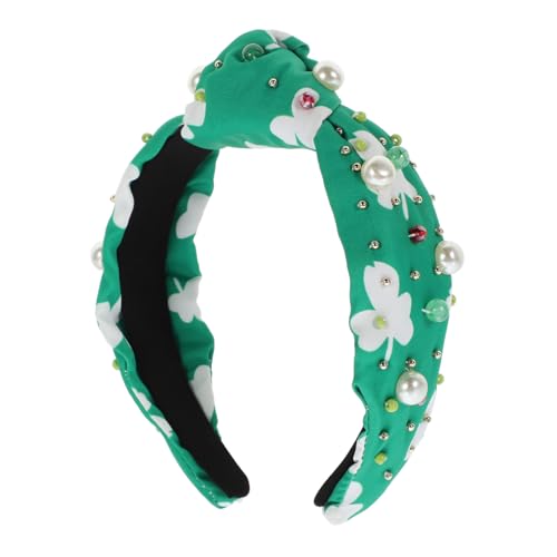 ERINGOGO Verstellbares St Patrick Haarband mit Zarten Perlen Kleeblatt Design Irisches Festival Haaraccessoire Komfortabler Kopfschmuck für Feierlichkeiten und Kostümzubehör von ERINGOGO