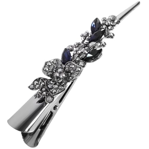 ERINGOGO Vintage Blumen Haarclip mit Strasssteinen Großes Haaraccessoire für Damen und Mädchen Stilvolles Haarschmuck für Glamouröse Frisuren Rutschfester Entenschnabel Haarclip von ERINGOGO