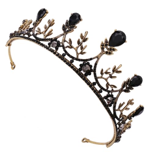 ERINGOGO Vintage Brautkrone Barock Tiara Haarschmuck Hochzeit Show Accessoire Damen Geburtstag Gold Schwarz mit Funkelnden Strasssteinen für Festliche Anlässe von ERINGOGO