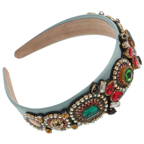 ERINGOGO Vintage Breiter Haarreif mit Glasstrass Schmuck Modisches Stirnband Damen Kopfschmuck für Party und Festliche Anlässe Langlebiges Design in Grün von ERINGOGO