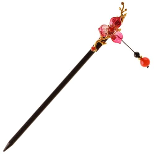 ERINGOGO Vintage Chinesische Haarnadel aus Holz mit Blumenmotiv Langer Haarstab für Frauen Eleganter Haarschmuck für Traditionelle Frisuren und Besondere Anlässe Wie Hochzeit und Party von ERINGOGO