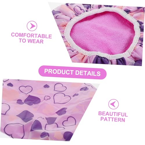 ERINGOGO Wasserdichte Duschhaube Damen Doppeltes Herz Design Elastisches Badekappen Haar Trocknen und Dauerwelle Schutz Weiches Dickes Handtuch Material Wiederverwendbare Haarschutzkappe von ERINGOGO