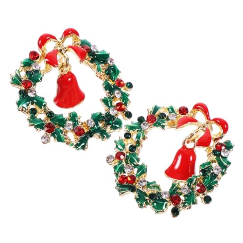 ERINGOGO Weihnachtliche Ohrhänger Weihnachtskranz Design aus Legierung mit Strass Xmas Ohrschmuck Damen Party und Festtage Accessoire Eleganter Ohrschmuck Geschenkidee von ERINGOGO