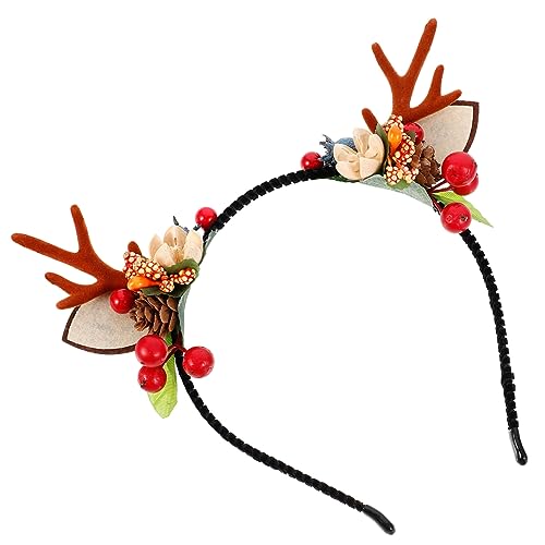 ERINGOGO Weihnachtlicher Haarreif mit Rentiergeweih Handgefertigt Bezaubernde Weihnachtsdeko für Damen Festliches Party Accessoire für Winter Weihnachten Silvester und Fotosessions von ERINGOGO