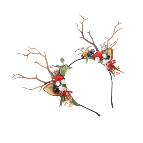 ERINGOGO Weihnachtliches Geweih Haarreif mit Realistischer und Beerendeko Einzigartiges Haarband Handgefertigt Bequem und Strapazierfähig für Festliche Partys und Kostümierungen von ERINGOGO