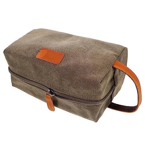 ERINGOGO wasserdichte Vintage Canvas Kulturtasche für Damen Großer Reise Organizer mit Geräumigem Fach Praktischer Make Up Aufbewahrungstasche Robuste Kosmetiktasche von ERINGOGO