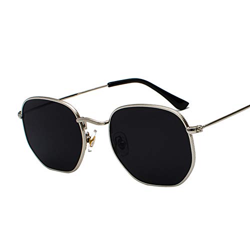 ERIOG Sonnenbrille Square Sonnenbrille Herren Hexagon Sonnenbrille Mannen Damen Metallrahmen Angelbrille Goldgrau Schwarzgrau Silber Grau Brillen von ERIOG