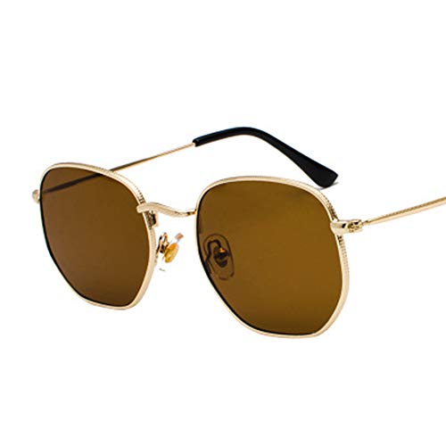 ERIOG Sonnenbrille Square Sonnenbrille Herren Hexagon Sonnenbrille Mannen Damen Metallrahmen Angelbrille Goldgrau Schwarzgrau Silber Grau Brillen von ERIOG