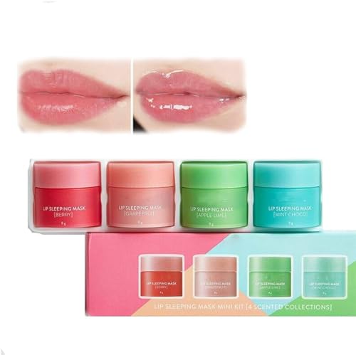 4Pcs Fragrant Nutritious Lip Sleeping Mask, Hydrate & Plump Dry, Chapped Lips Treatment Care for Cracked Lips, Peeling Lip Primer,Lip Repair Balm von ERISAMO