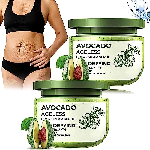 GFOUK Avocado Ageless Body Cream Scrub, Avocado Exfoliating Scrub, Anti Wrinkle Avocado Body Scrub, Anti Cellulite Body Scrub for Women Exfoliation (2Pcs) von ERISAMO