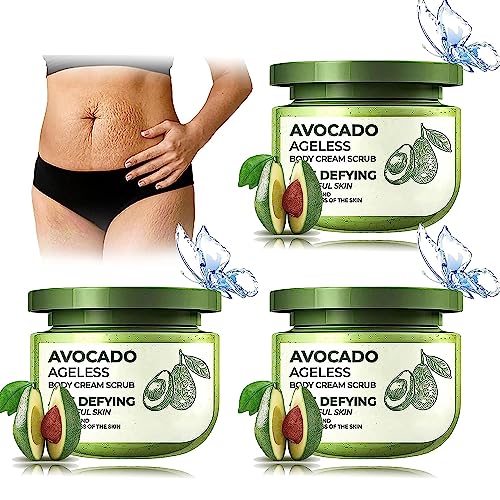 GFOUK Avocado Ageless Body Cream Scrub, Avocado Exfoliating Scrub, Anti Wrinkle Avocado Body Scrub, Anti Cellulite Body Scrub for Women Exfoliation (3Pcs) von ERISAMO