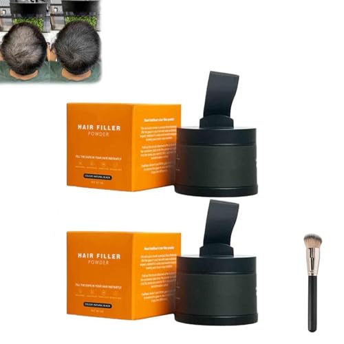 Hairbear Hair Filler Powder, Long-Lasting Waterproof Hair Thickening Fibers for Instant Volume & Scalp Coverage for Thinning Hair, Root Cover Up Powder Stick for Women & Men (Black-2Pcs) von ERISAMO