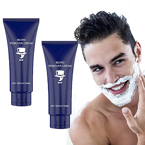 Men Permanent Hair Beard Removal Cream Depilatory Paste Face, Men Hair Removal Cream, 60g Natural Soft Painless Beard Remover Cream, for Face, Underarms, Legs, Chest,Arms (2Pcs) von ERISAMO