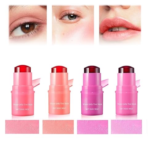 Milk Cooling Water Jelly Tint, 2024 New 2 in 1 Milk Jelly Blush, Milk Jelly Tint, Water Jelly Tint Stick, Long-lasting Sheer Lip & Cheek Stain - Buildable Watercolor Finish (Mixed-4pcs, 5g) von ERISAMO