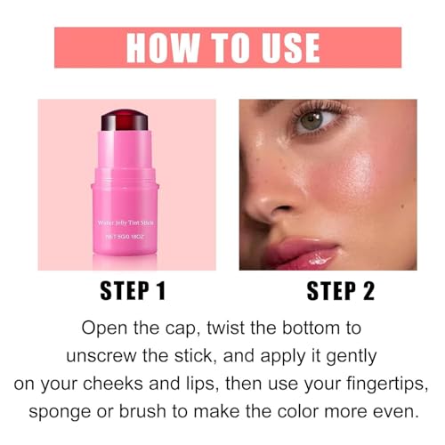 Milk Cooling Water Jelly Tint, 2024 New 2 in 1 Milk Jelly Blush, Milk Jelly Tint, Water Jelly Tint Stick, Long-lasting Sheer Lip & Cheek Stain - Buildable Watercolor Finish (Pink, 5g) von ERISAMO