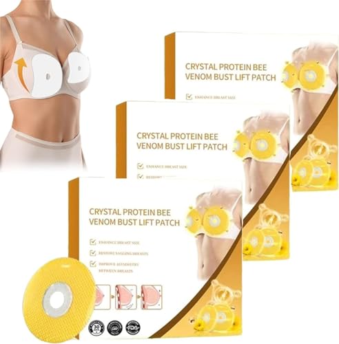 Moondor Crystal Protein Bee Venom Bust Lift Patch, 2024 New Breast Enhancement Patch, Breast Enhancement Upright Lifter Enlarger Patch,Natural Breast Nourishing Firming Patch for Women (3 Box) von ERISAMO