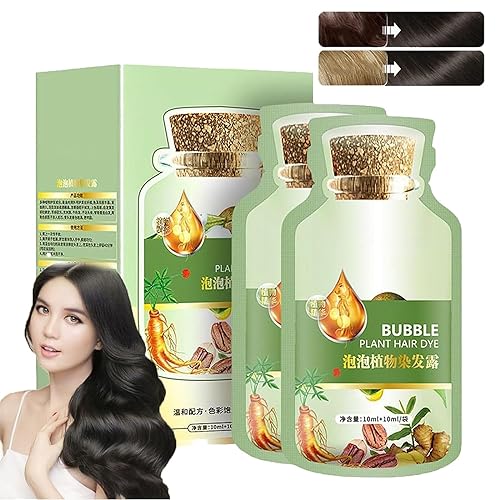 Natural Plant Hair Dye, New Botanical Bubble Hair Dye, Plant Fruit Hair Dye Cream, Pure Plant Extract for Grey Hair Color Bubble Dye,Instant Hair Dye Shampoo for Women Men (Dark Brown) von ERISAMO