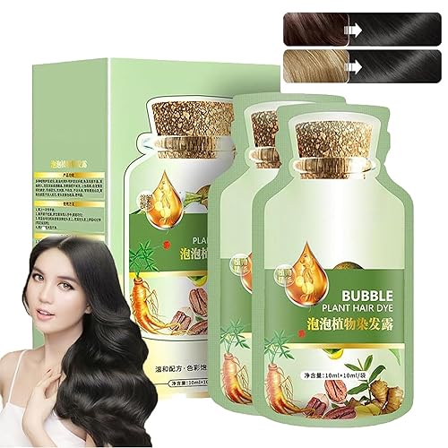 Natural Plant Hair Dye, New Botanical Bubble Hair Dye, Plant Fruit Hair Dye Cream, Pure Plant Extract for Grey Hair Color Bubble Dye,Instant Hair Dye Shampoo for Women Men (Natural Black) von ERISAMO