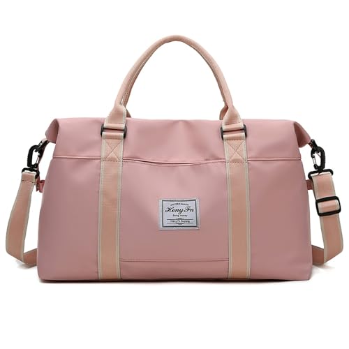 ERJUR Reisetasche mit Trolleyhülle, Tragetasche für Damen und Herren, Reisen, Fitnessstudio, Pink, One Size von ERJUR