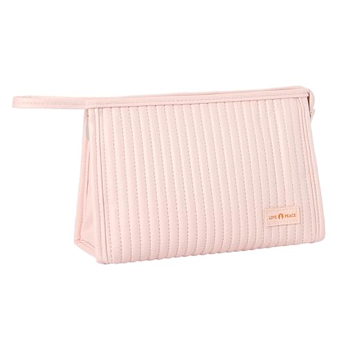 ERJUR Tragbare PU Leder Kulturbeutel Make-up Taschen für Frauen Damen Reißverschluss Beutel Make-up Organizer, Pink von ERJUR