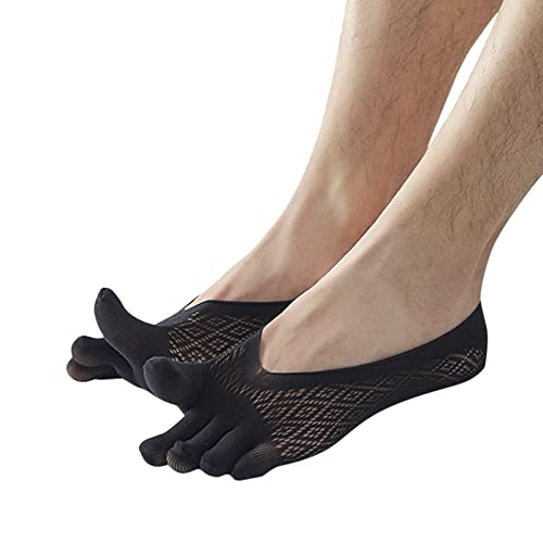 Herrensocken Herren Fünf-Finger-Socken Einfarbig Mesh Atmungsaktive Fünf-Finger-Socken Offene Zehensocken Atmungsaktive Unsichtbare Socken Flacher Boden Silikon Anti-Rutsch-Futter Bootssocken von ERKAN