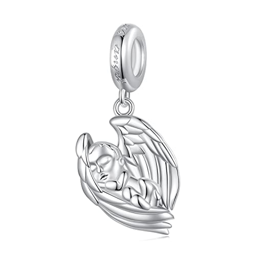 ERKANZHI Engel Baby Anhänger Charm 925 Sterling Silber Charm Passt für Pandora Armband Halskette, Bsc851 von ERKANZHI