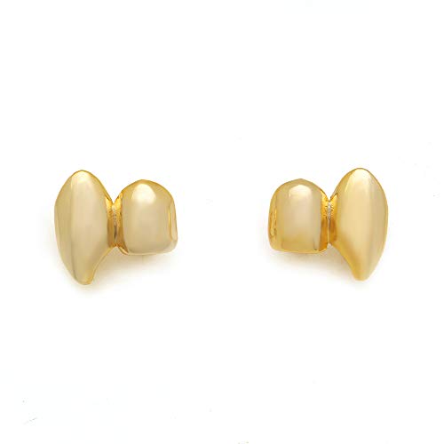2 Stück 18 Karat vergoldete Doppelzahnkappe Hip Hop Zähne Grillz Vampirzähne Grills Set für Männer und Frauen Rapper Cosplay Kostüm, One Size, Messing, Kein Edelstein 2 Stück 18 Karat vergoldete Doppelzahnkappe Hip Hop Zähne Grillz Vampirzähne Grills Set für Männer und Frauen Rapper Cosplay Kostüm, One Size, Messing, Kein Edelstein von ERKIES