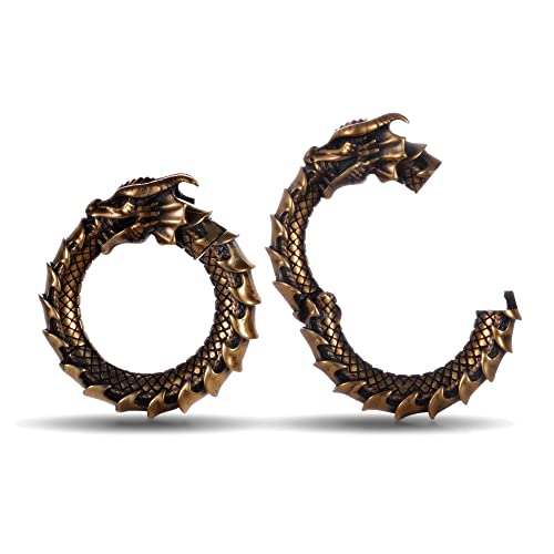 ERKUOO 2PCS Ohr Gewichte Messgeräte Kleiderbügel für gestreckte Zarte Drachen Typ baumelnde Ohren Punk Ohrtunnel Plug Taper Ring Expander Ohrringe Piercings für Frauen Männer 5mm von ERKUOO