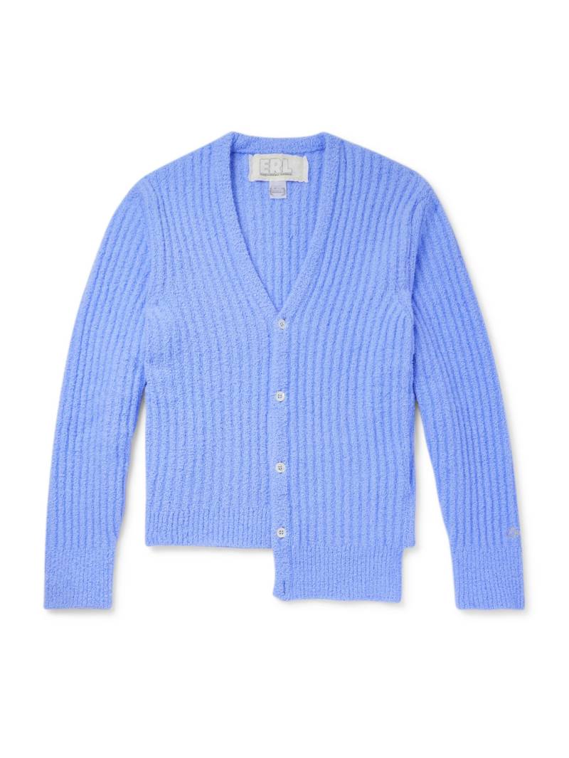 ERL - Asymmetric Ribbed Brushed-Knit Cardigan - Men - Blue - M von ERL
