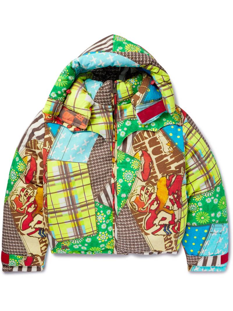 ERL - Printed Cotton and TENCEL™ Lyocell-Blend Hooded Down Jacket - Men - Green - S von ERL