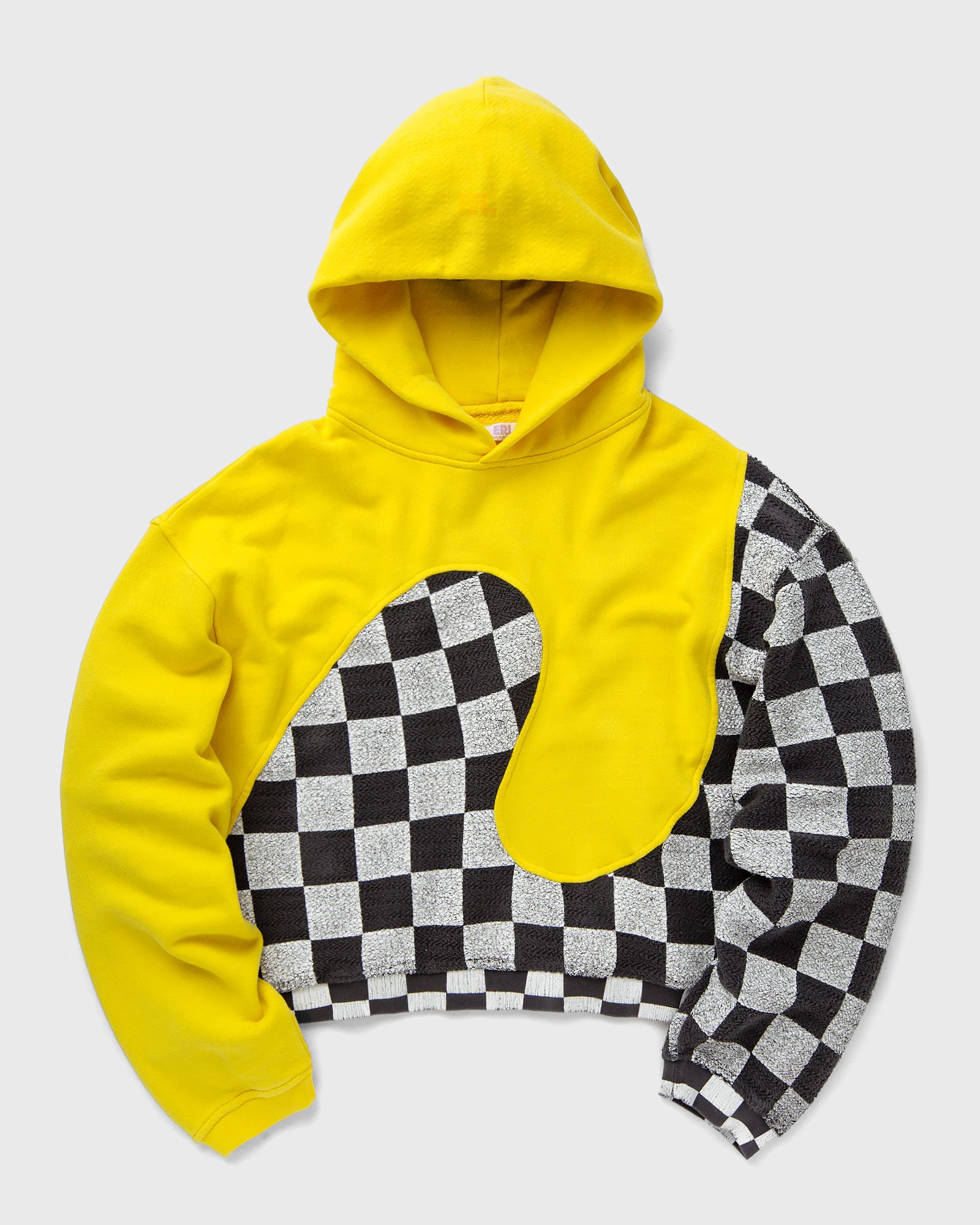 ERL YELLOW CHECKER SWIRL HOODIE KNIT men Hoodies black|yellow in Größe:L von ERL