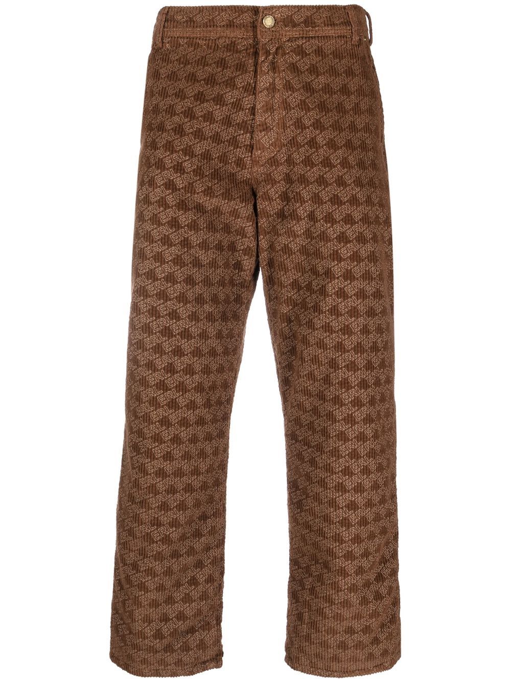 ERL Cordhose mit grafischem Print - Braun von ERL