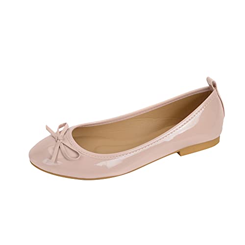 ERLINGO Ballerinas für Damen, bequeme Mädchen Dolly Schuhe, einfarbig, Schleife, runde Zehen, Slip-On-Schuhe, leger, Walking-Ballerina-Schuhe für Büro, Schule, rose, 37 EU von ERLINGO