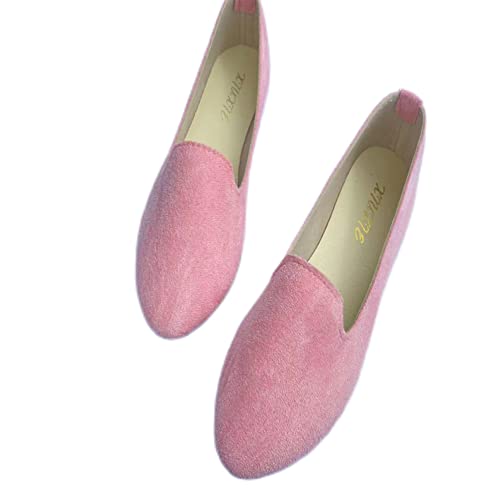 ERLINGO Damen-Ballerina-Schuhe, flache Ballerinas, zum Reinschlüpfen, flach, bequem, spitz zulaufender Zehenbereich, rutschfest, niedriger Absatz, Dolly Schuhe, Damen-Loafer, Freizeitschuh, hellrosa, von ERLINGO