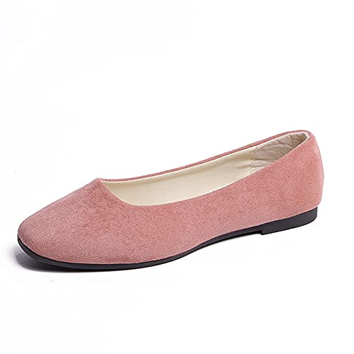 ERLINGO Damen Ballerinas Pumps Slip On Square Toe rutschfeste Niedriger Absatz Casual Dolly Schuhe Stilvolle Ballerina Schuhe Bequeme Hochzeit Party Schuhe, rose, 40.5 EU von ERLINGO