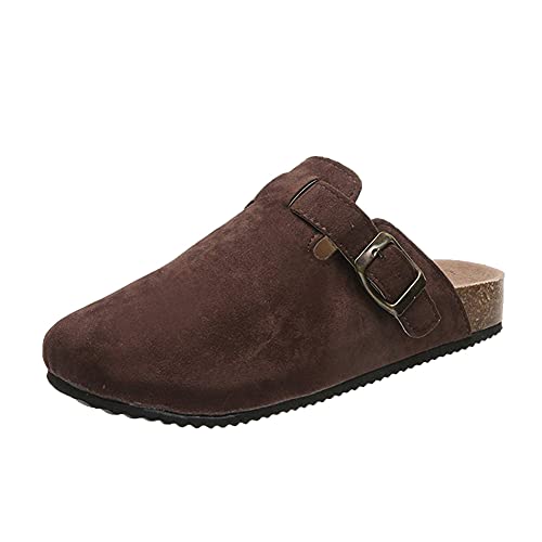 ERLINGO Damen Leder Clogs, Damen Slip On Garten Clogs Sommer Strand Mule Clogs Rückenfrei Küche Garten Hausschuhe Weiche Weite Passform Sandalen für Casual Hinterhof Outdoor von ERLINGO