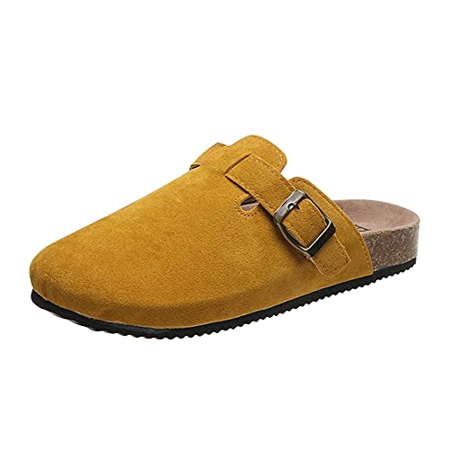 ERLINGO Damen Leder Clogs, Damen Slip On Garten Clogs Sommer Strand Mule Clogs Rückenfrei Küche Garten Hausschuhe Weiche Weite Passform Sandalen für Casual Hinterhof Outdoor von ERLINGO