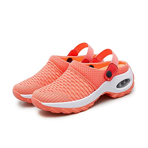 ERLINGO Damen Orthopädische Wanderschuhe Luftkissen Sandalen Mesh Atmungsaktiv Casual Hausschuhe Keilabsatz Leichte Strandschuhe Outdoor Gym Running Sneakers, Orange, 39 EU von ERLINGO