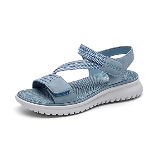 ERLINGO Damen Wandersandalen, Damen Outdoor Walking Sandalen Athletic Wandern Open Toe Sport Flach Breit Sandalen Leicht Stilvoll Sommer Strand Wasser Schuhe, Blau - blau - Größe: 37 EU von ERLINGO