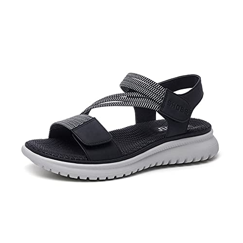 ERLINGO Damen Wandersandalen, Damen Outdoor Walking Sandalen Athletic Wandern Open Toe Sport Flach Breit Sandalen Leicht Stilvoll Sommer Strand Wasser Schuhe, Schwarz - Schwarz - Größe: 41 EU von ERLINGO