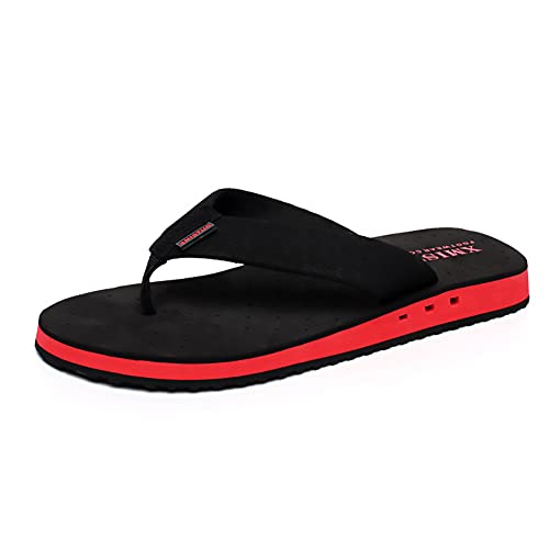 ERLINGO Herren-Flip-Flops mit Fußgewölbeunterstützung, rutschfeste weiche Hausschuhe für Strand, Pool, Outdoor, Indoor, Schwarz , 47 1/3 EU von ERLINGO