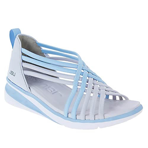 ERLINGO Wasserfertig Sportliche Step-in Sandale, Geflochtene Fischmundschuhe Bequeme Stylische Sportschuhe mit Fußgewölbeunterstützung Low-Cut Atmungsaktiv Römische Damen Sandalen, blau, 39 EU von ERLINGO