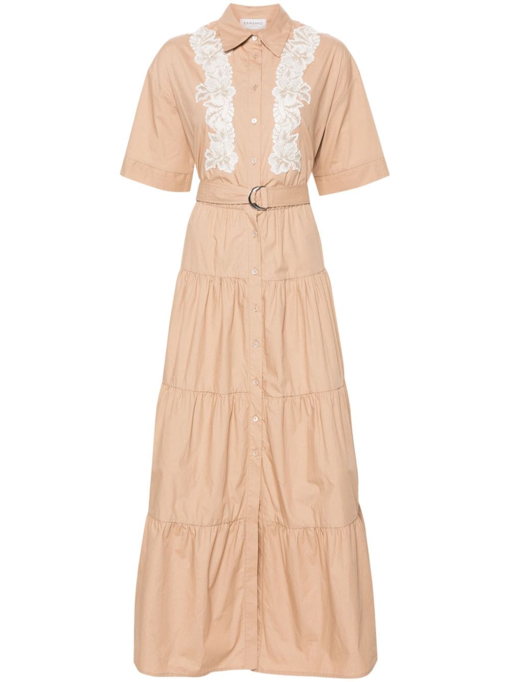 ERMANNO FIRENZE Gestuftes Kleid mit Blumenspitze - Nude von ERMANNO FIRENZE