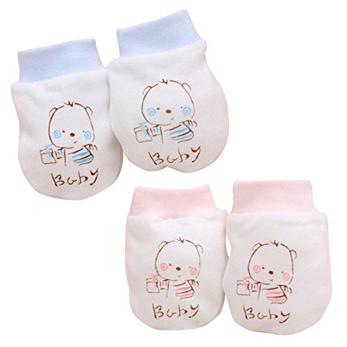EROSPA® Anti-Kratz-Handschuhe Neugeborene Fäustlinge Baby Mädchen Jungen Schutz Verletzung Nägel Gesicht (Hellblau) von EROSPA