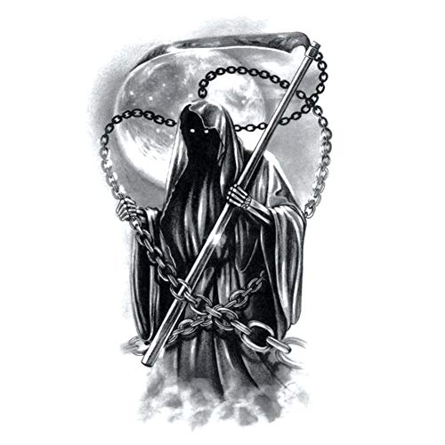 EROSPA® Tattoo-Bogen temporär/Sticker - Sensenmann Gevatter Tod Schnitter Grim Reaper - Wasserfest - 15 x 21 cm von EROSPA