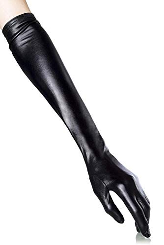 EROSPA Wetlook-Handschuhe lang - 48 cm - Damen - Schwarz von EROSPA