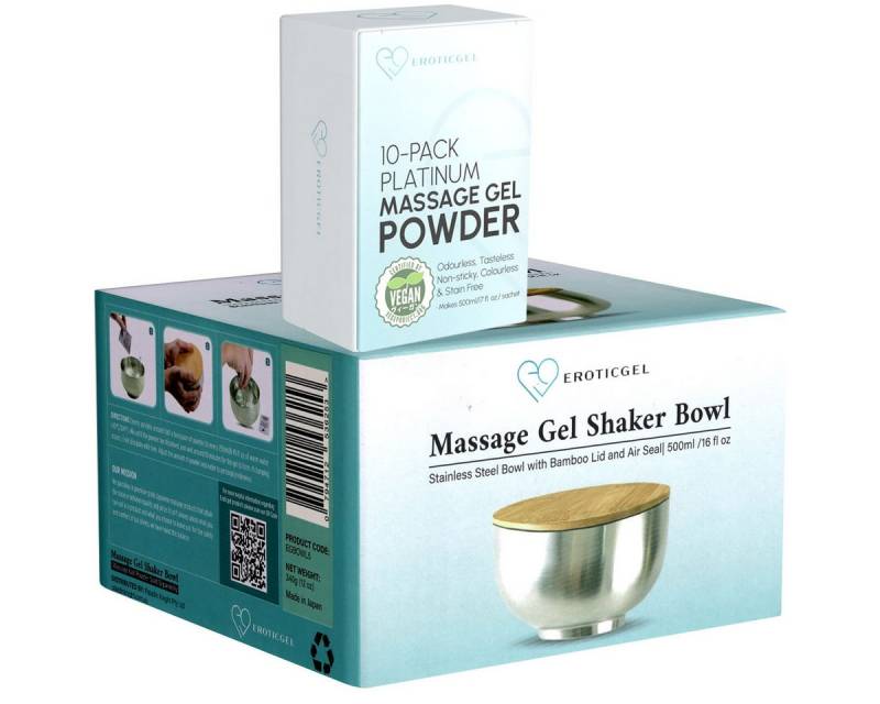 EROTICGEL Gleit- und Massagegel Massage Gel Shaker Bowl, Schale für Nuru-Massagegel, 10-tlg., - Inklusive 10x5g japanisches Massagegel-Pulver von EROTICGEL