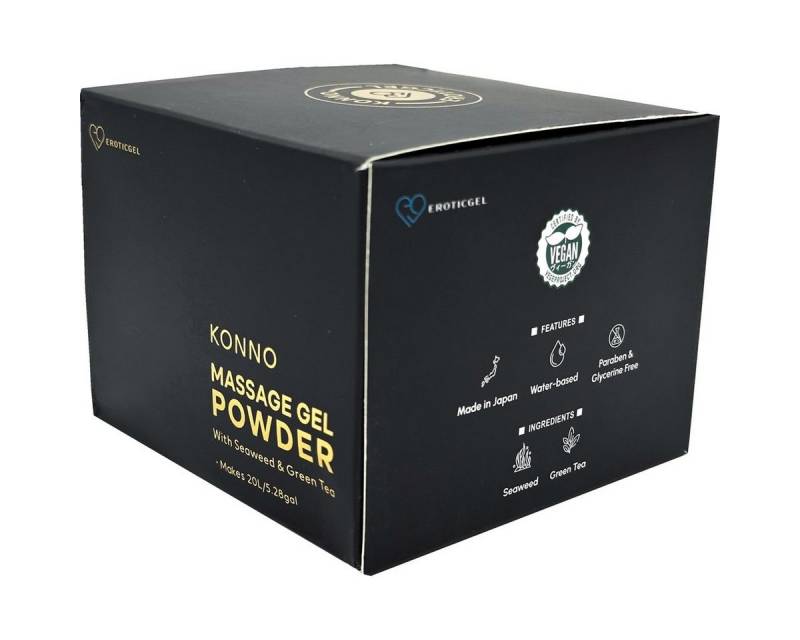 EROTICGEL Gleit- und Massagegel Nuru Massage Gel Powder (Nori Seaweed & Green Tea), KONNO Edition, Dose mit 200g, 1-tlg., japanisches Massagegel-Pulver aus natürlichen Inhaltsstoffen von EROTICGEL