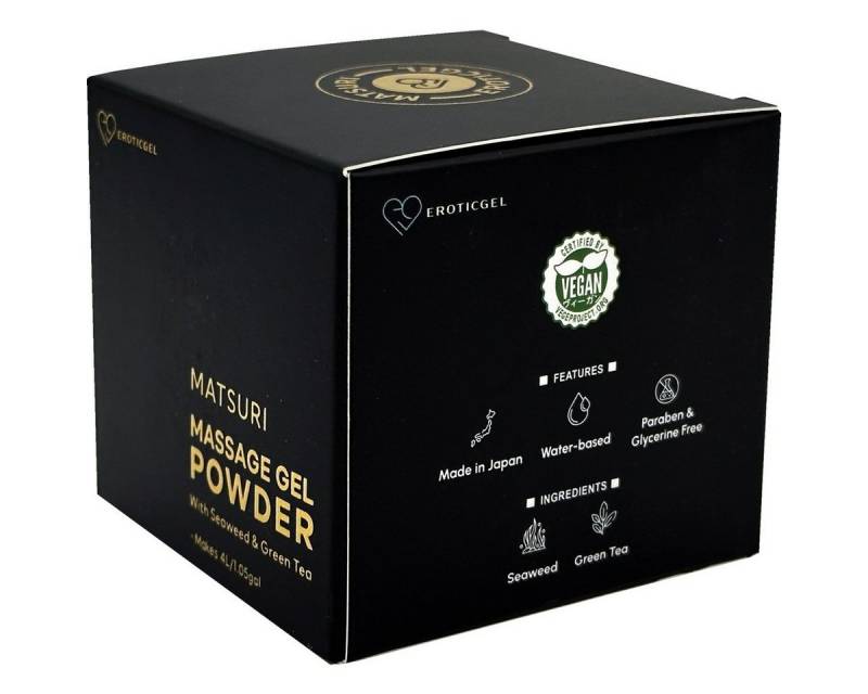 EROTICGEL Gleit- und Massagegel Nuru Massage Gel Powder (Nori Seaweed & Green Tea), MATSURI Edition, Dose mit 40g, 1-tlg., japanisches Massagegel-Pulver aus natürlichen Inhaltsstoffen von EROTICGEL