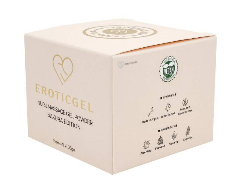 EROTICGEL Gleit- und Massagegel Nuru Massage Gel Powder (Seaweed, Green Tea, Aloe Vera, Liquorice), SAKURA Edition, Dose mit 40g, 1-tlg., japanisches Massagegel-Pulver aus natürlichen Inhaltsstoffen von EROTICGEL